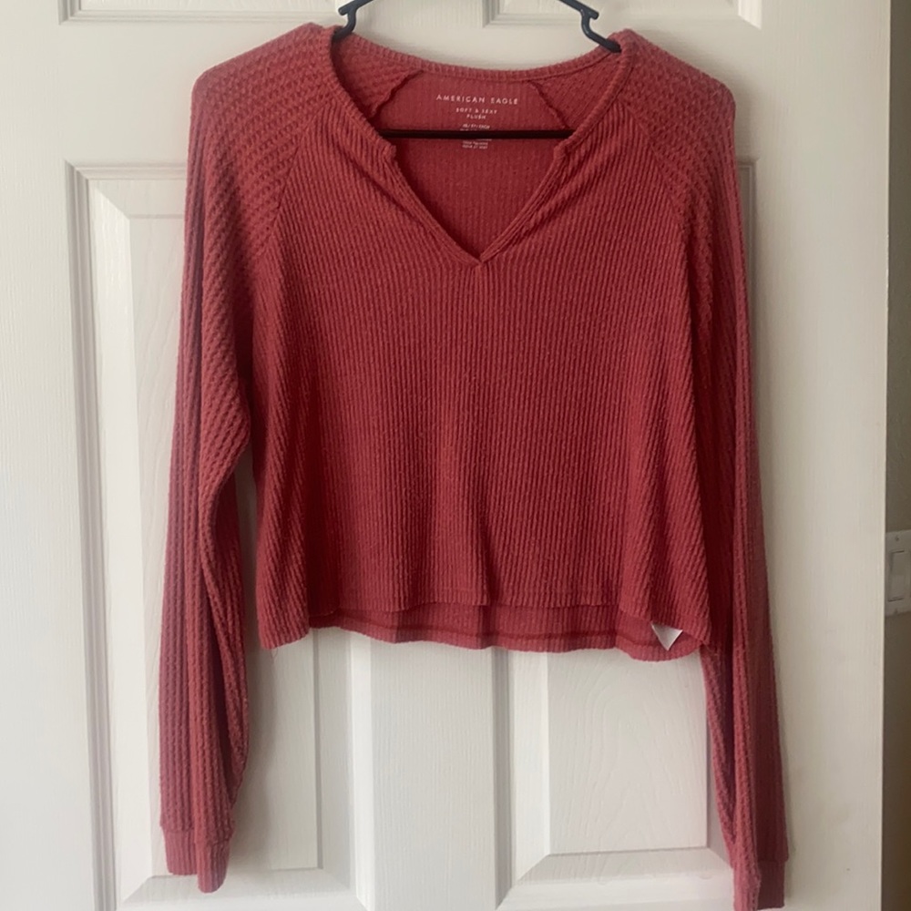 V neck crop long sleeve